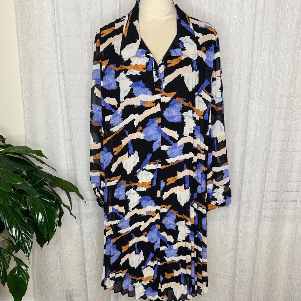 Nine West Long Sleeve Dress - Black, Blue, Orange